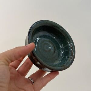 Handmade Ceramic Trinket Bowl Small Teal Green Glazed Pottery Dish 4.5 Inch